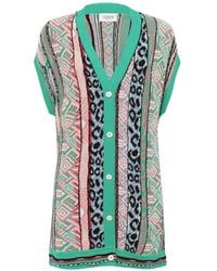 Laneus - Patterned V-Neck Cardigan - Lyst