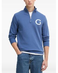 GANT - Logo-Patch Quarter-Zip Sweater - Lyst
