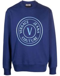 Versace - Logo-embroidered Cotton Sweatshirt - Lyst