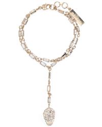 McQueen - Pavé-Set Skull Bracelet - Lyst