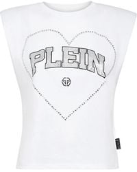 Philipp Plein - Rhinestone-Embellished Cotton Tank Top - Lyst