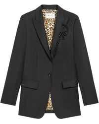 Blumarine - Einreihiger Blazer Mit Logo-Stickerei - Lyst