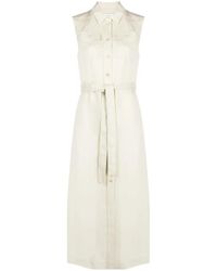 Calvin Klein - Belted Sleeveless Shirt Dress - Lyst