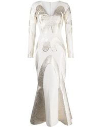 Saiid Kobeisy - Brocade-Effect Long-Sleeve Dress - Lyst