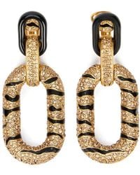 Roberto Cavalli - Tiger-Stripes Crystal-Embellishment Earrings - Lyst