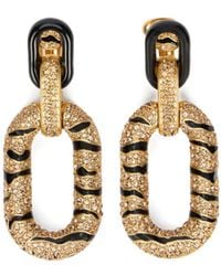 Roberto Cavalli - Tiger-Stripes Crystal-Embellishment Earrings - Lyst