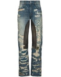 Givenchy - Distressed Moleskin Straight-Leg Jeans - Lyst