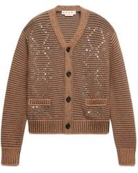 Marni - Stud-Embellished Striped Cardigan - Lyst