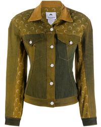 Marine Serre Jeansjacke mit Mond-Print - Gelb