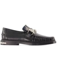 Toga - Chain-Embellished Ruched Leather Loafers - Lyst