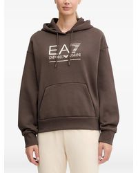 EA7 - Logo-Detail Hoodie - Lyst