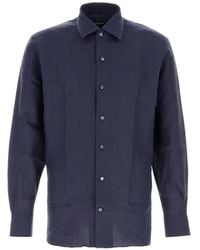 ZEGNA - Button-Up Linen Shirt - Lyst