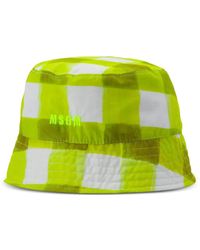 MSGM - Checked-Pattern Logo-Embroidered Bucket Hat - Lyst
