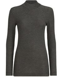 Brunello Cucinelli - Sparkling Virgin-Wool Mock-Neck Long-Sleeve T-Shirt With Monili - Lyst