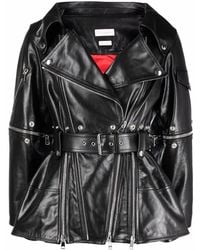 McQueen - Belted-Waist Biker Jacket - Lyst