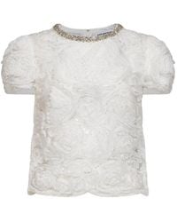 Self-Portrait - Sequin-Embellished Lace Top - Lyst