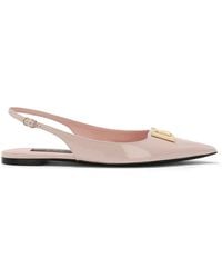 Dolce & Gabbana - Dg Logo Leather Slingback Flat - Lyst