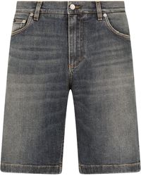 Dolce & Gabbana - Knee-Length Denim Shorts - Lyst