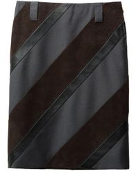 Versace - Panelled Leather And Mohair-Blend Knee-Length Skirt - Lyst