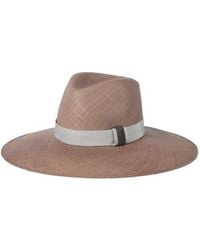 Brunello Cucinelli - Leather-Band Straw Fedora - Lyst