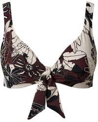 Twinset - Rhinestone-Embellished Floral-Print Bikini Top - Lyst