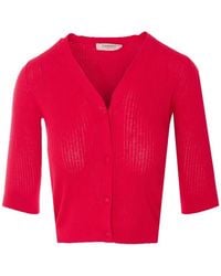Twinset - Ribbed-Knit V-Neck Cardigan - Lyst