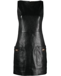 Versace - Robe Courte En Cuir À Plaque Medusa - Lyst