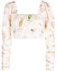 We Are Kindred - Jeanne Mutton-Sleeve Crop Top - Lyst