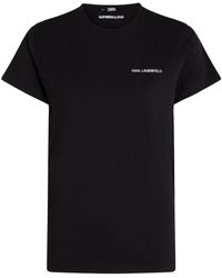 Karl Lagerfeld - Logo-embroidered Organic-cotton T-shirt - Lyst