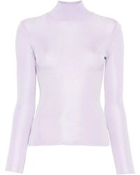 Self-Portrait - Ribbed High-Neck Top - Lyst