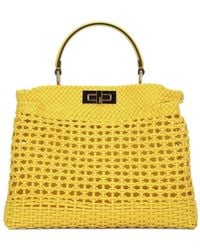 Fendi - Peekaboo Medium Woven Leather Shoulder Bag - Lyst