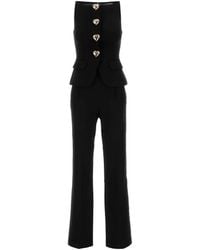 Self-Portrait - Wool Crepe Jumpsuit - Lyst