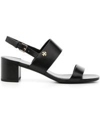 Tory Burch - Double T 50mm Leather Sandals - Lyst