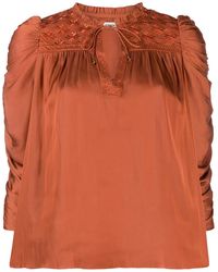 Ulla Johnson - Ruched Puff Sleeve Blouse - Lyst