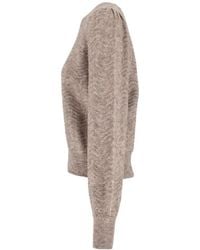MC2 Saint Barth - Nut Marienne Soft Alpaca Wool Blend Crewneck Knit With Wave Stitch - Lyst