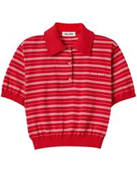 Miu Miu - Poloshirt Mit Intarsien-Logo - Lyst