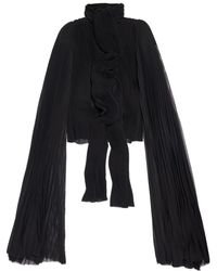 Balenciaga - Blusa plissettata a maniche lunghe - Lyst