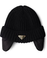 Prada - Gebreide Muts Met Triangel-Logo - Lyst