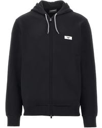 EA7 - Logo-Patch Zip-Up Hoodie - Lyst
