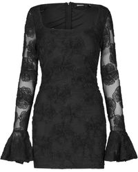 ROTATE BIRGER CHRISTENSEN - Flower Mesh Long-Sleeve Mini Dress - Lyst