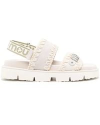 Mou - Crochet-Trim Logo-Plaque Sandals - Lyst
