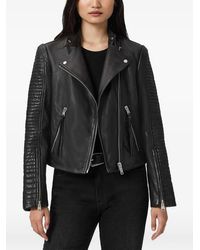 AllSaints - Raul Ribbed Leather Jacket - Lyst