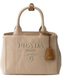 Prada - Jardinière Small Cotton Canvas Bag - Lyst