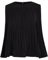 Vince - Pleated Round-Neck Top - Lyst