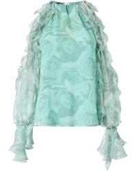 Pinko - Ruffled Floral-Print Blouse - Lyst
