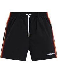 DSquared² - Stripe-Detail Swim Shorts - Lyst