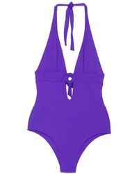 Fisico - Ring-Detail Halterneck Swimsuit - Lyst