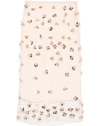 forte_forte - Flower-Detail Midi Skirt - Lyst