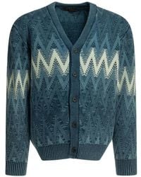 Beams Plus - Cardigan À Motif De Chevrons - Lyst