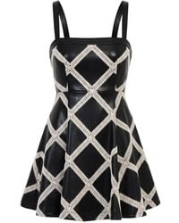 Cinq À Sept - Jelena Crochet-Trimmed Faux-Leather Mini Dress - Lyst